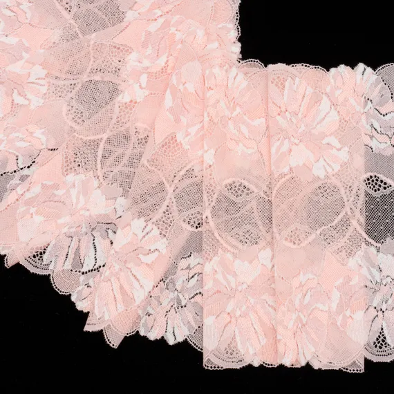 Кружево эластичное персиково-розовое 22 см, Китай