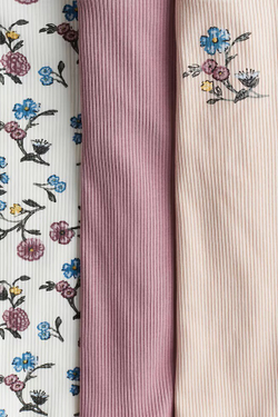 H&M Набор из трех хлопковых футболок, пудрово-розовый