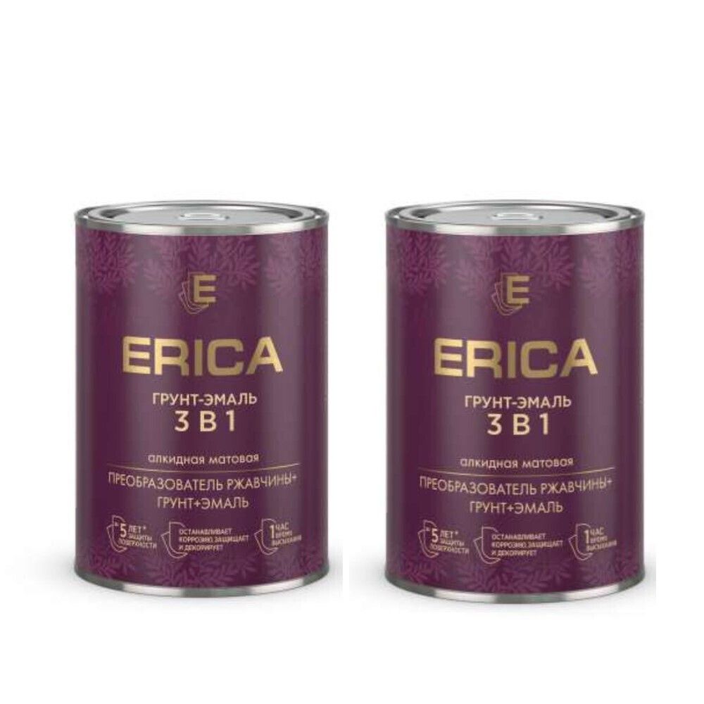 Грунт-эмаль Erica 3 в 1 коричневая, 0,8кг 2шт.