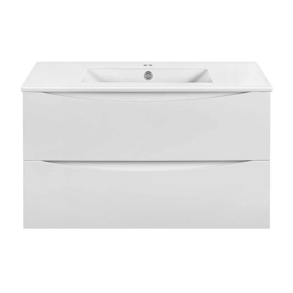 Тумба под раковину Vincea Mia Slim 900 подвесная, 2 выкатных ящика soft close, G.White