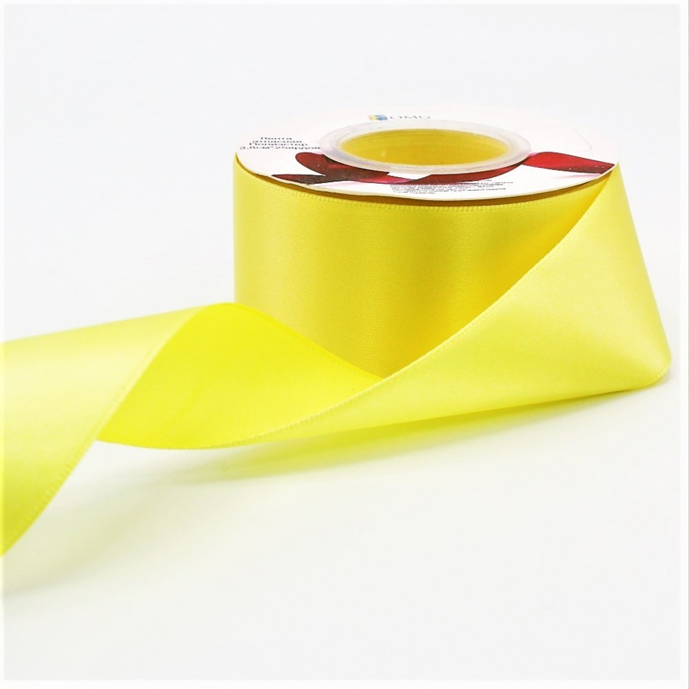 Лента Атласная 3,8см х 28м Полиэстер класс А (Желтый)