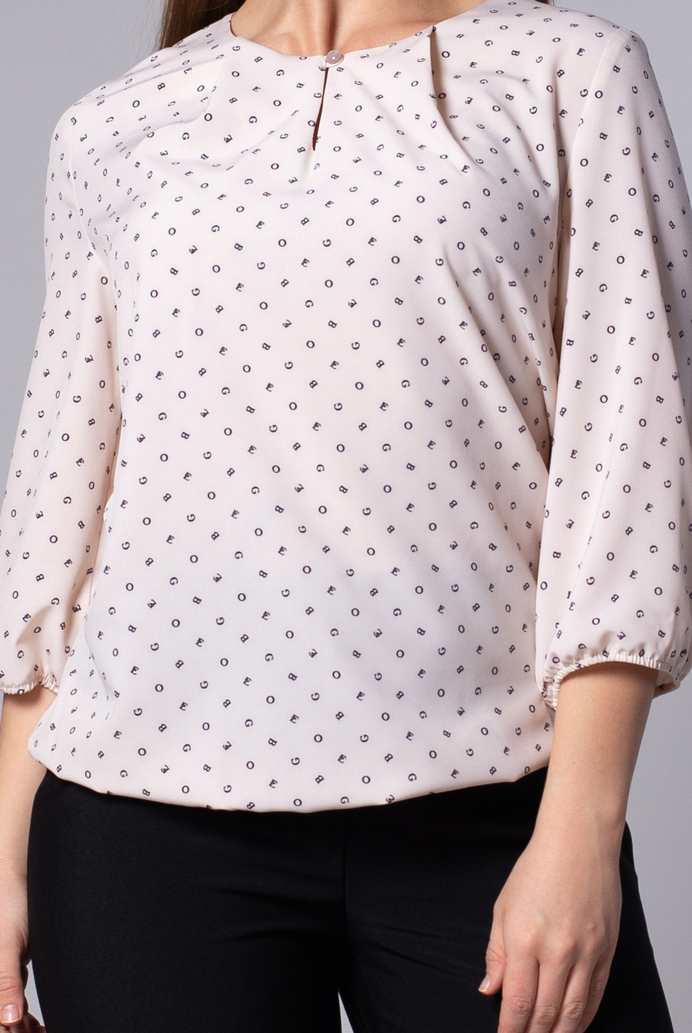 Блузка женская 3297ЛП, бежевый алфавит #176Бал093297ЛП