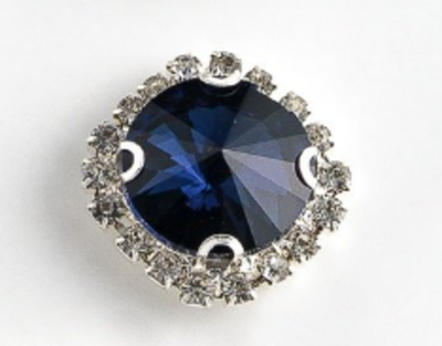 Стразы пришивные стекло в оправе "Круг", d 18 мм, тёмно-синий