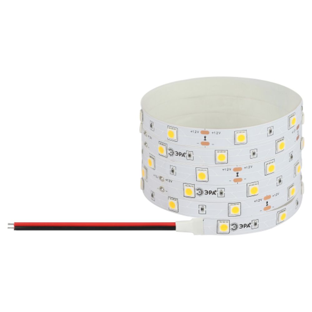 Светодиодная лента ЭРА LS5050-7,2-30-12-3000K-IP20-1 year-5m теплый белый 1 год | 