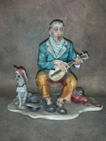 Статуэтка. Фарфор. Слепой музыкант и его верный друг. Capodimonte. Италия