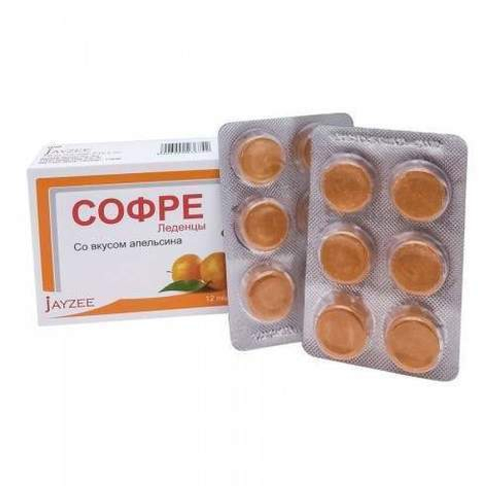 Леденцы от кашля Софре Oxford вкус Апельсин Soufre 2,5 гр x 12 шт
