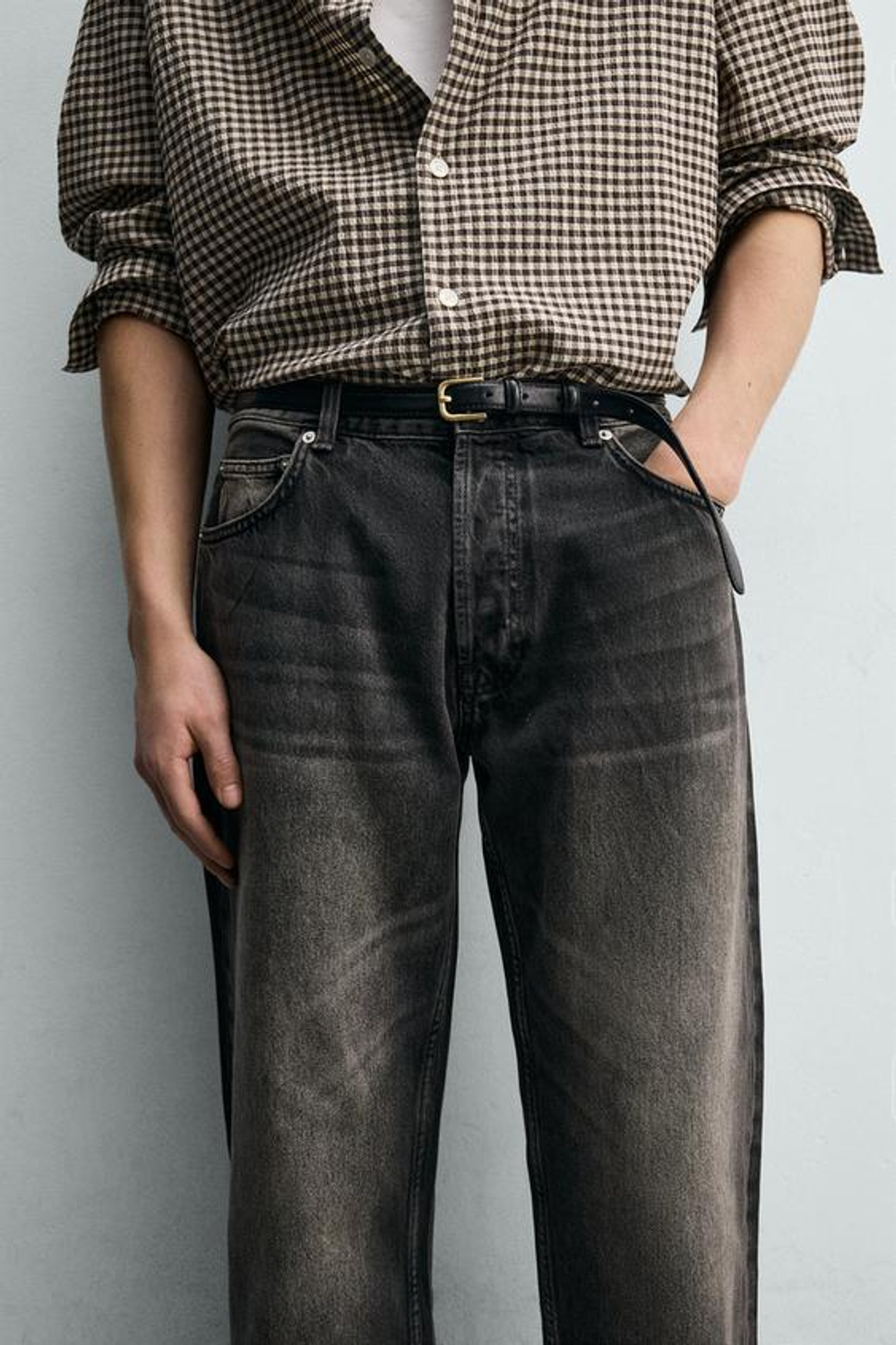 ZARA ДЖИНСЫ STRAIGHT FIT, УГОЛЬНЫЙ