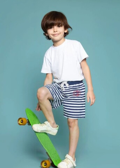 SS18-ok 1.23 Шорты детские полоска, белый/синий