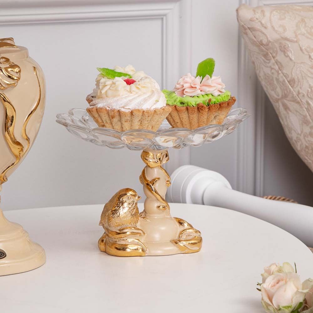 Фруктовница Зарничка Свитти Айвори со стеклянной чашей Лепестки