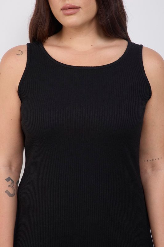 Платье-майка в рубчик; черный