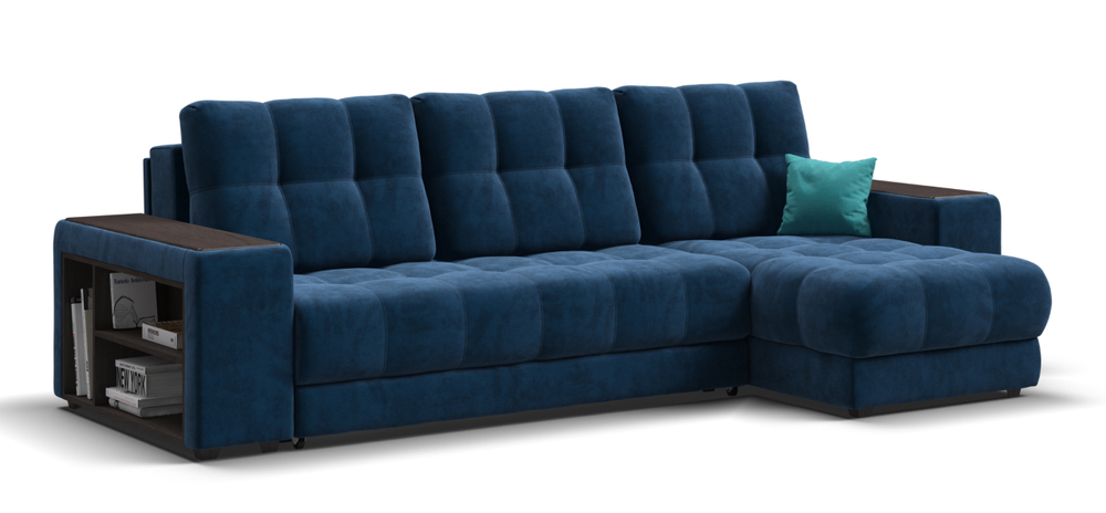 Угловой диван Босс ХЛ Велюр Монолит синий