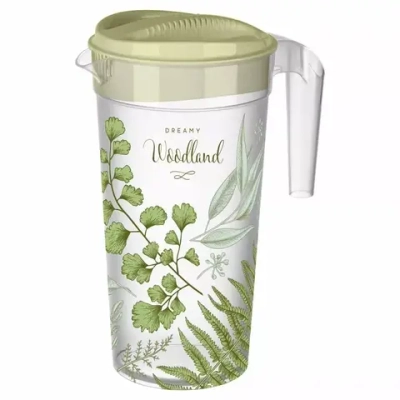 Кувшин с крышкой и декором 1,5л, Зеленый (комплект 9 шт)