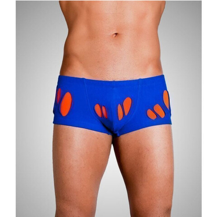 Мужские трусы хипсы синие с оранжевыми вставками Wild Milk Wonderland Hip Boxer Blue