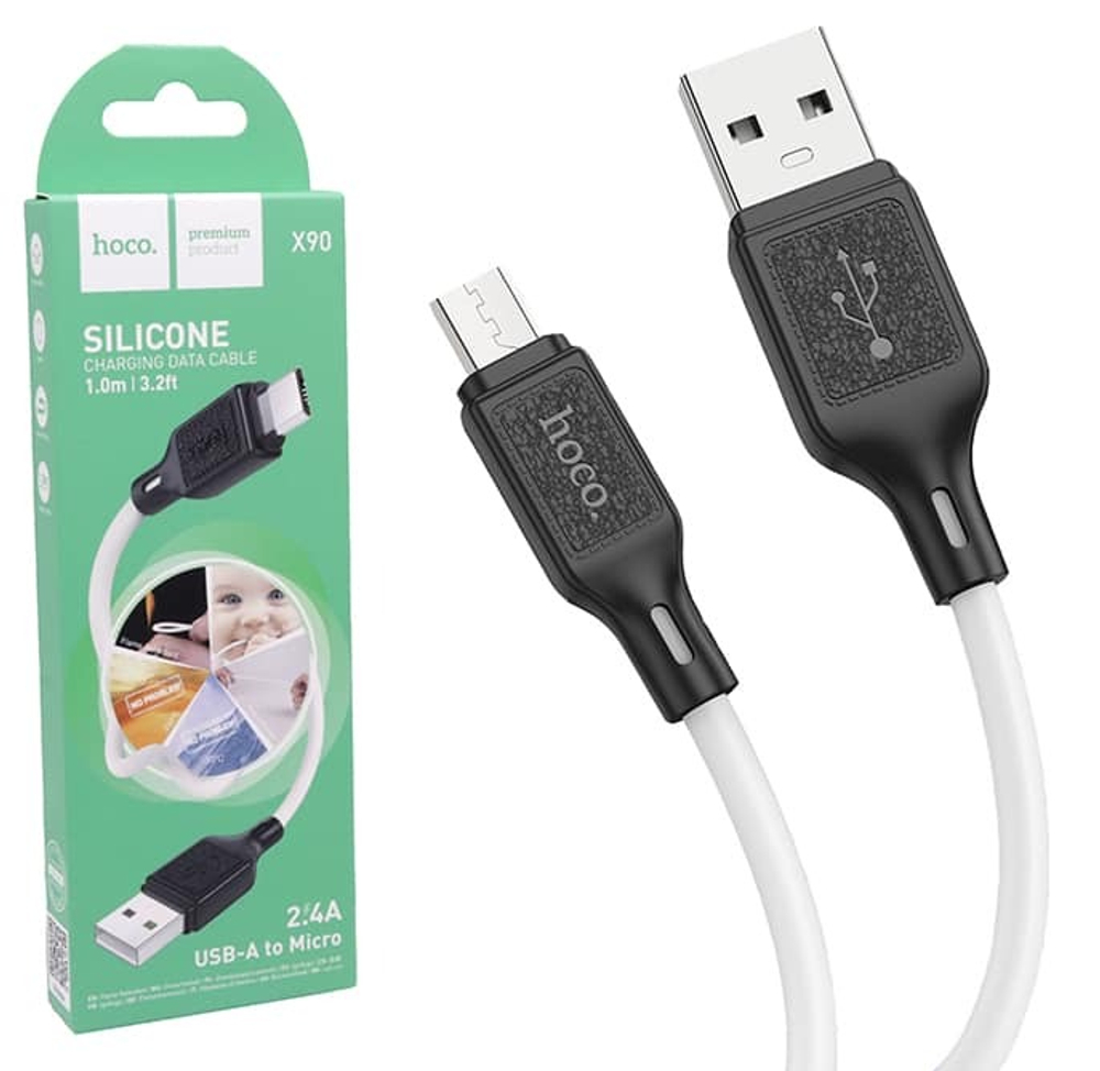 Кабель USB - Micro HOCO X90 (белый) 1м