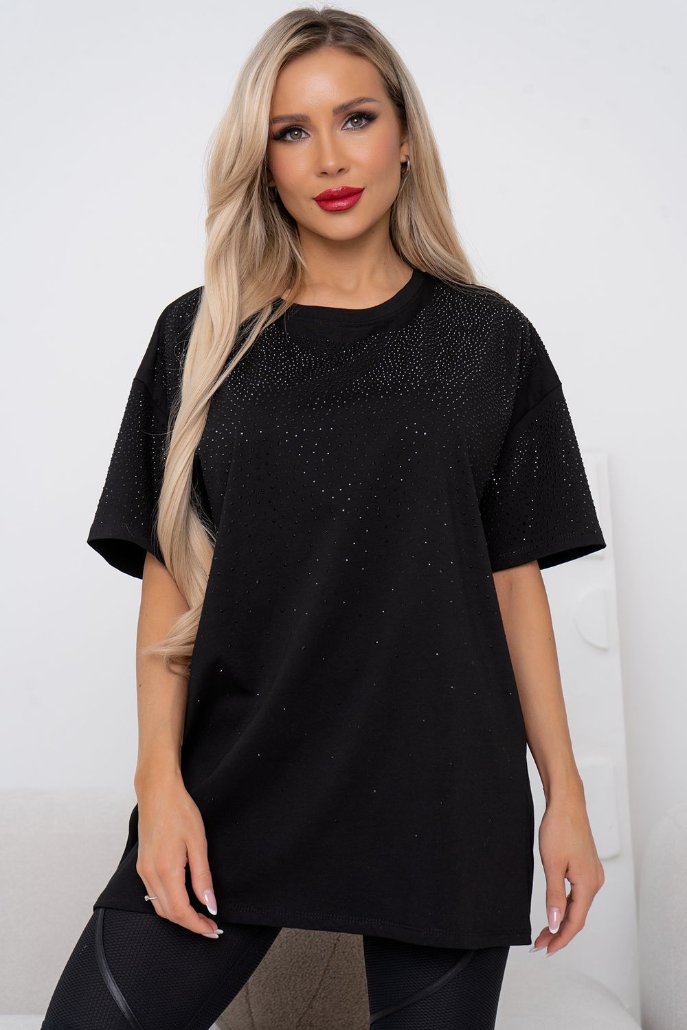 Футболка (черный/стразы) Фб11-125/4 Nikol