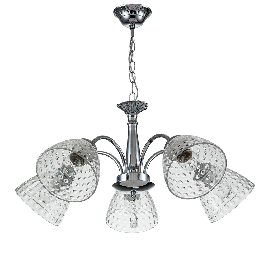 Подвесной светильник 5х40Вт E27, металл/стекло, хром