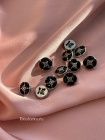 Пуговицы серебро с черными стразами