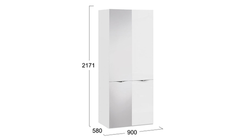 Шкаф для одежды с 1 зеркальной и 1 дверью со стеклом «Глосс»