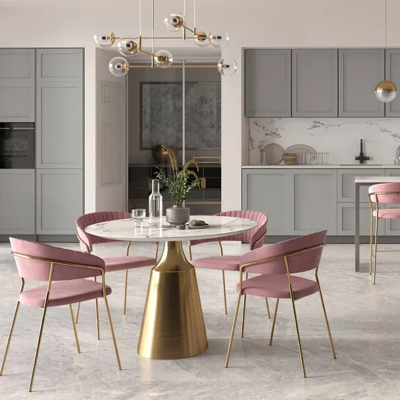 Стул Drixen терракотовый велюр с золотыми ножками 