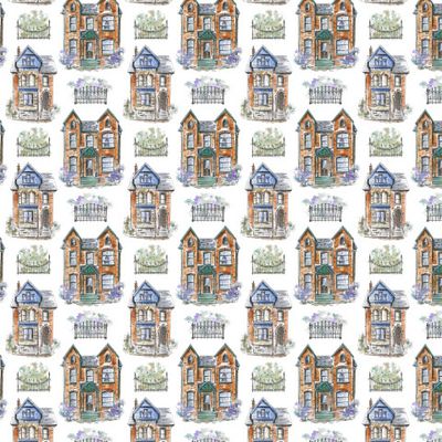 Викторианские домики на белом (средний)