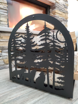 Дровница Волки в лесу, дровник для камина, бани, переносная