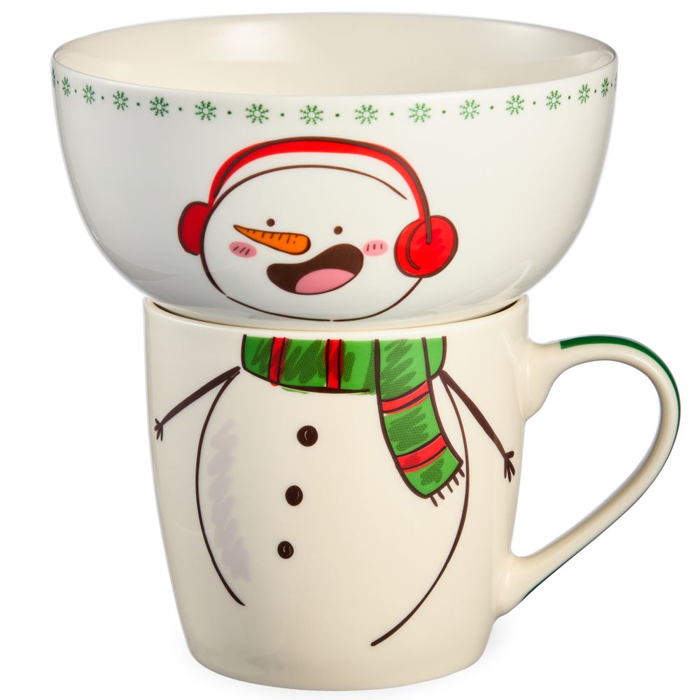 НАБОР ПОСУДЫ LEFARD "СНЕГОВИК" 2 ПР. (КРУЖКА 360МЛ, САЛАТНИК 500МЛ)