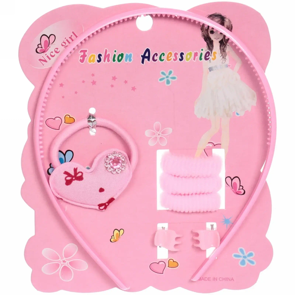 Аксессуары для волос детские «Fashion exclusive- Нежность», 3 цвета, (ободок, 4 резинки, 2 краба), 13,5*17 см