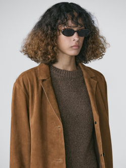 Massimo Dutti Замшевый блейзер с лацканами, коричневый