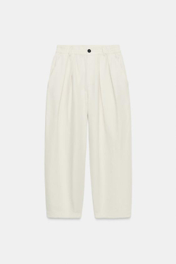 ZARA БРЮКИ-ДЖОГГЕРЫ ИЗ СМЕСОВОГО ЛЬНА С ЗАЩИПАМИ — ZW COLLECTION, ПЕСОЧНЫЙ