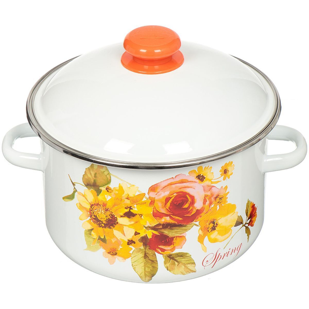 Кастрюля сталь, эмал, 4 л, с крыш, Сиб товары, Весна, 1MD201M, индукц