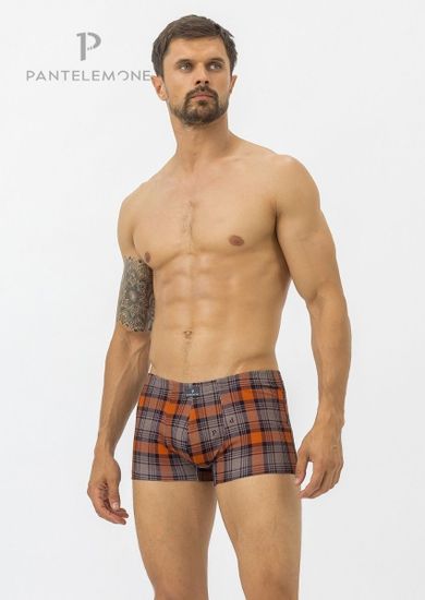 Трусы мужские боксеры Pantelemone PMH-1214, клетка бежевая оранжевая