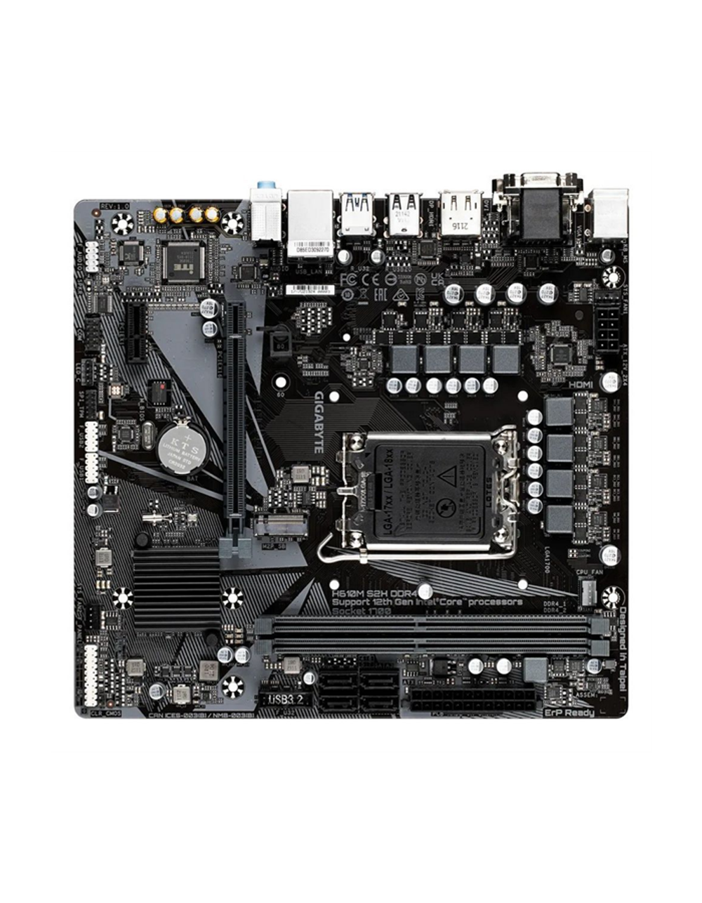Материнская плата GIGABYTE H610M S2H V3 DDR4, LGA1700, H610, 2*DDR4, 4*SATA, 1*M.2, 2*USB 3.2, 4*USB 2.0, 1*PCIx16, 1*PCIx1, D-Sub+HDMI+2*DP, mATX