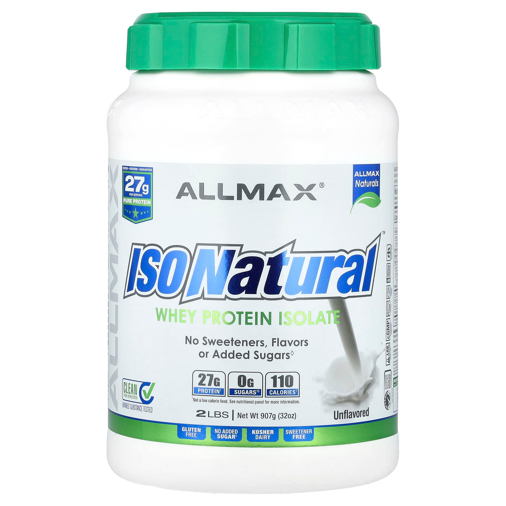 ALLMAX, ISONatural ™, изолят сывороточного протеина, без добавок, 907 г (2 фунта)