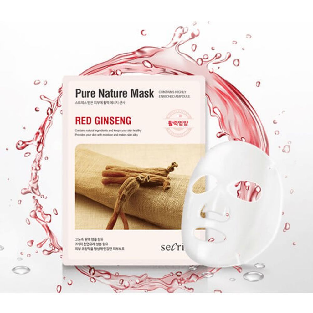 Тканевая маска для лица с красным женьшенем Secriss Sheet Mask - Red Ginseng