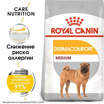 Корм для собак, Royal Canin Medium Dermacomfort, при раздражениях и зуде, связанных с чувствительностью кожи