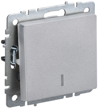 BRITE Выключатель 1-клавишный с индикацией 10А ВС10-1-1-БрА алюминий IEK