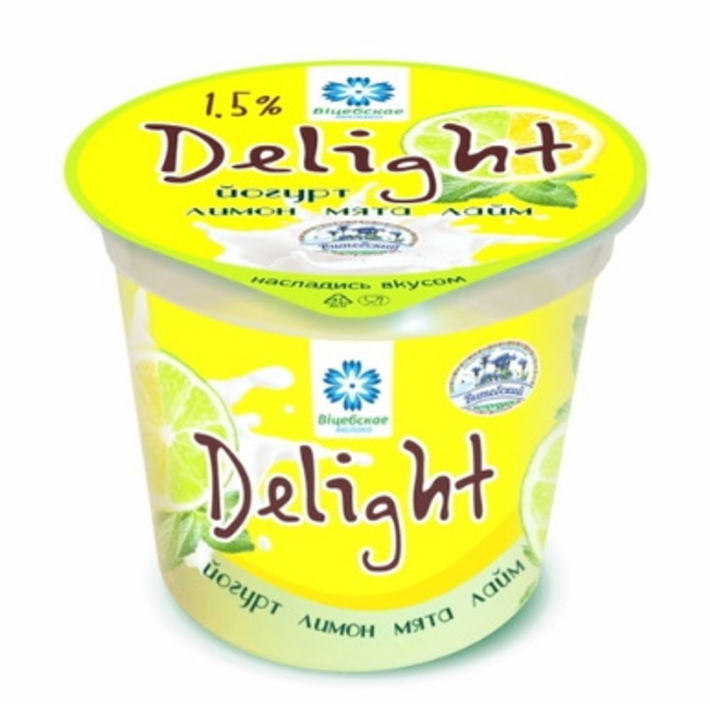 Белорусский йогурт &quot;Delight&quot; 150г. Лимон с ароматом мяты и лайма Витебск - купить с доставкой по Москве и области