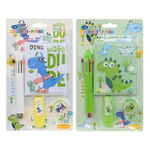 Канцелярский набор Basir с цветным текстовыделителем, 8-ми цветной ручкой, скотчем и блокнотом, серия "DINO", ассорти, 19.7*11 см