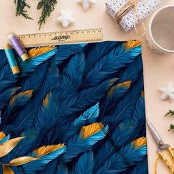 Ткань премиум атлас экзотические перья