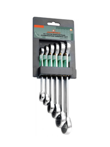 Набор ключей гаечных накидных трещоточных на держателе, 8-19 мм, 6 предметов Jonnesway W68106S