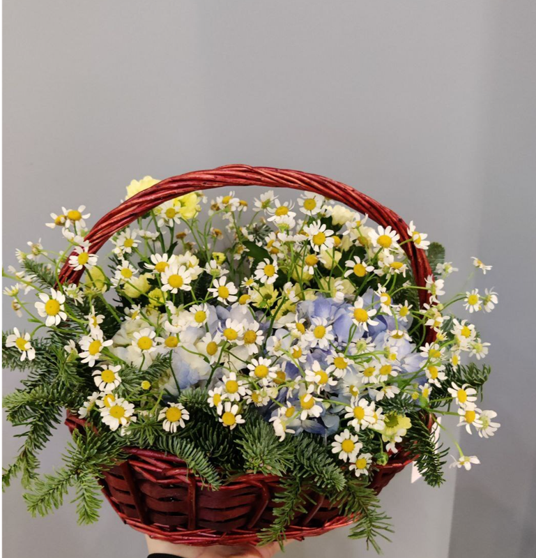 Композиция в корзине "Лето в деревне"