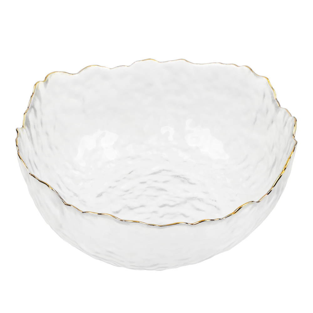 MILLIMI Салатник 17x16,5x7,5см, стекло, прозрачный с золотой каймой