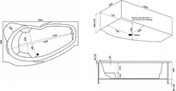 Акриловая ванна Bas (Бас) Мартиника 160х84 L, с каркасом