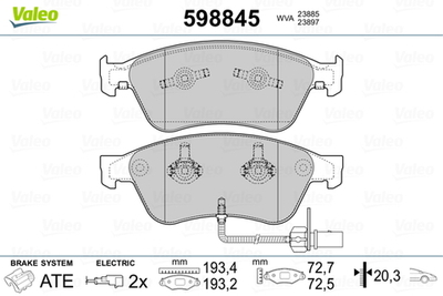 VALEO - 598845-VAL - Brake Pad Set, disc brake