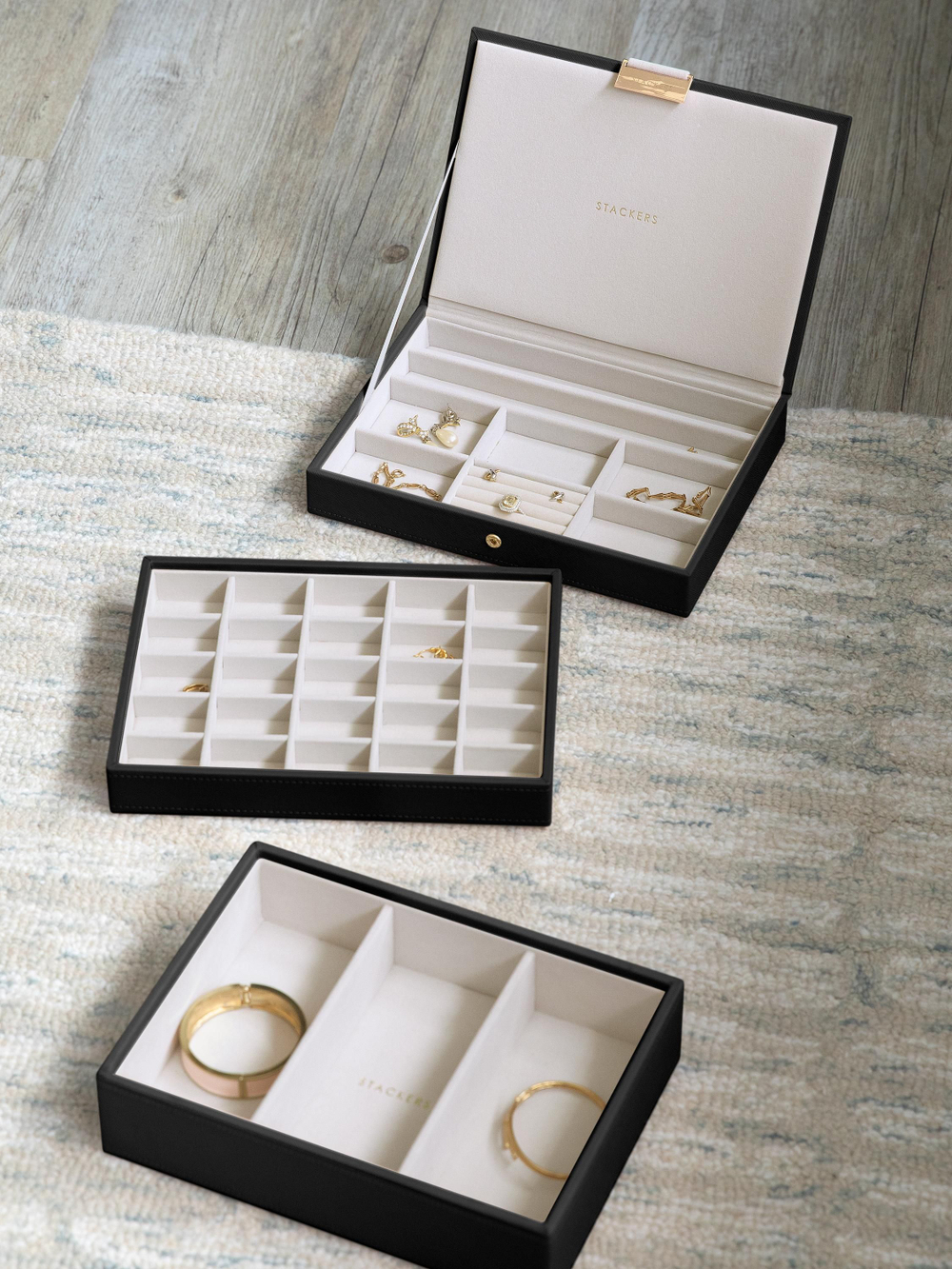 Органайзер для украшений и часов Stackers Classic Jewellery Box, 3 секции -Dove Grey & Rose (Navy Blue / темно-синий / Navy Blue / Органайзер с крышкой)