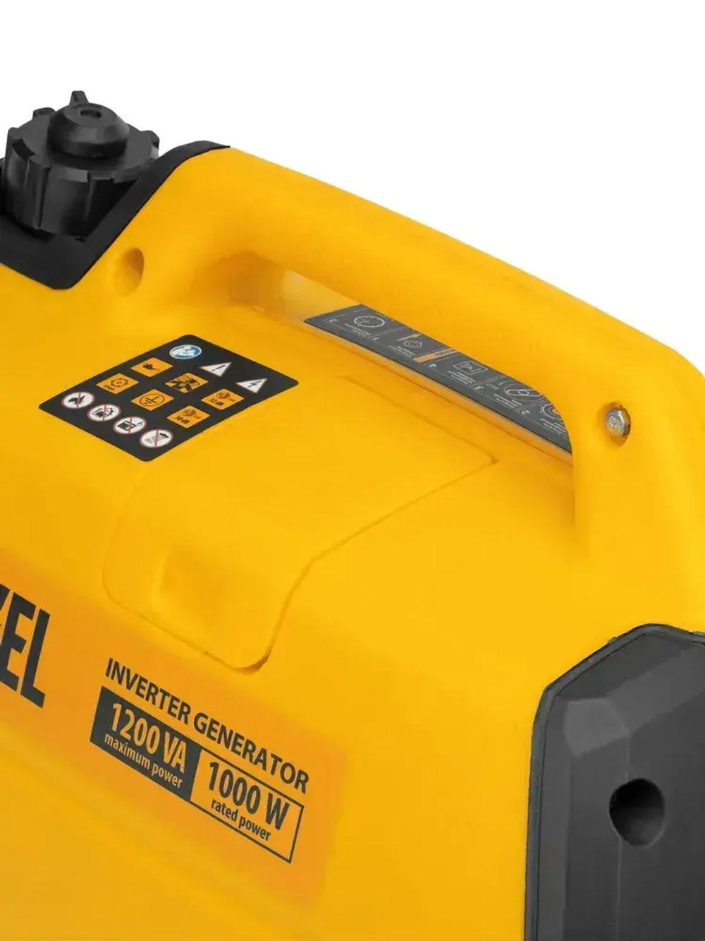 Генератор инверторный DENZEL GT-1200iS, 1.2 кВт и 53.5 см3 объем двигателя, 2.4 л объем топливного бака, ручной стартер и режим ECO, 1 розетка и выход постоянного тока 12 В, 94701