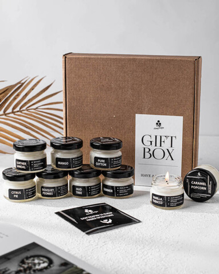 Подарочный набор ароматических свечей, 9 штук по 25 мл, белый принт