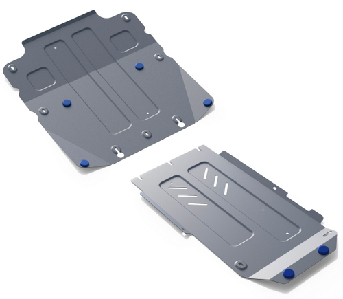 Защита картера, КПП и РК Rival для Genesis G70 (V - 2.0T) 4WD 2018-2021 2021-н.в./Kia Stinger (V - 2.0T; 3.3T) 4WD 2017-н.в., штампованная, алюминий 3.8 мм, с крепежом, 2 части, K333.2841.1