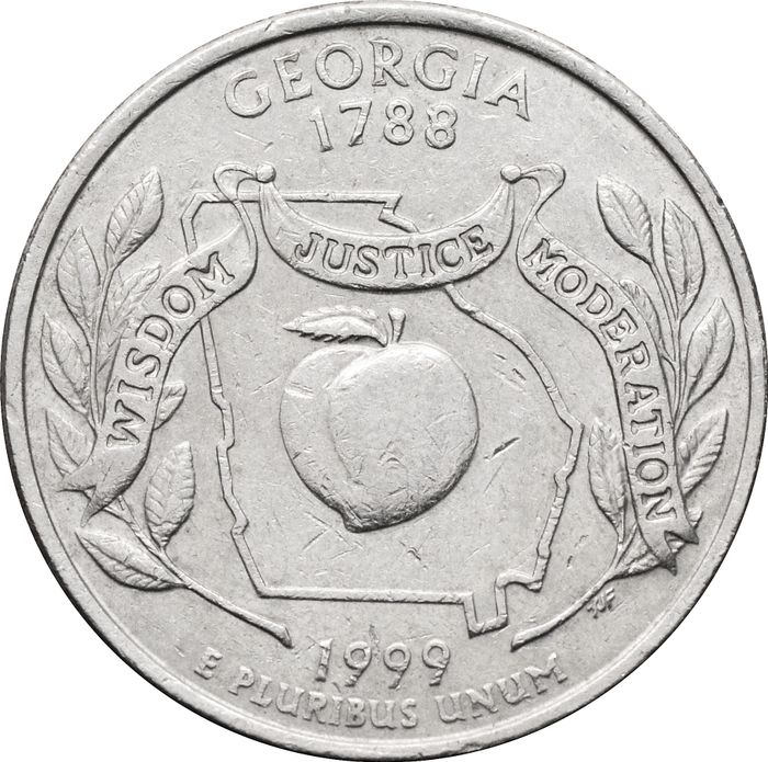 25 центов (1/4 доллара, квотер) 1999 США «Штат Джорджия» (D)
