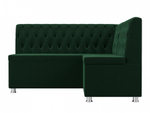 Диван кухонный угловой Мирта правый угол, Зеленый, Велюр, 107589